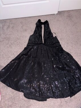Free People Black Sequin Halter Party Dress